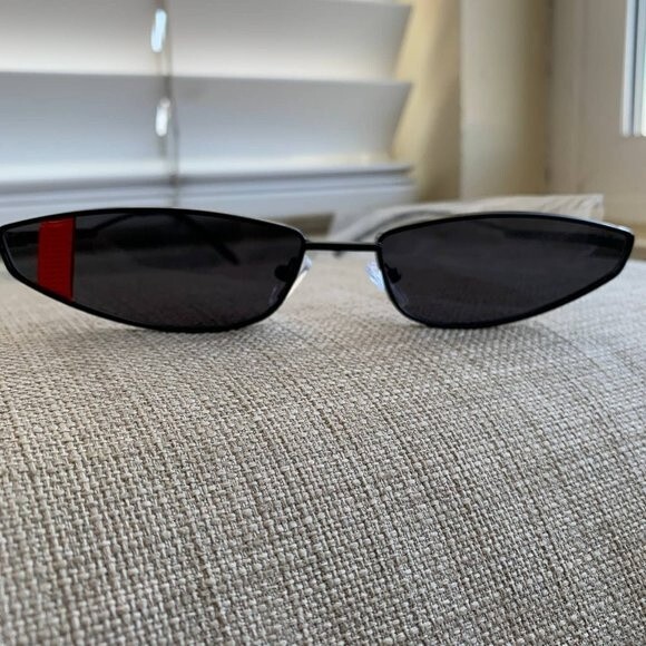 Sunglasses cat eye shape Women metal small cat eye designer red striped - Picture 2 of 8